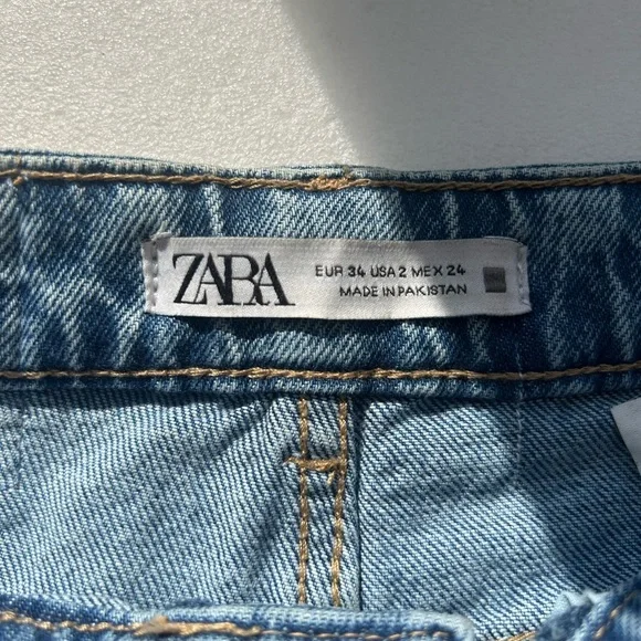 Zara Blue Denim Jeans Size 2 US 24 - Picture 2 of 6